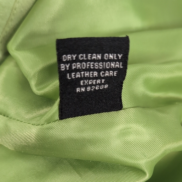 Vintage Women's Passports Lime Green Quilted Leather Suede Jacket 14 - Picture 9 of 16